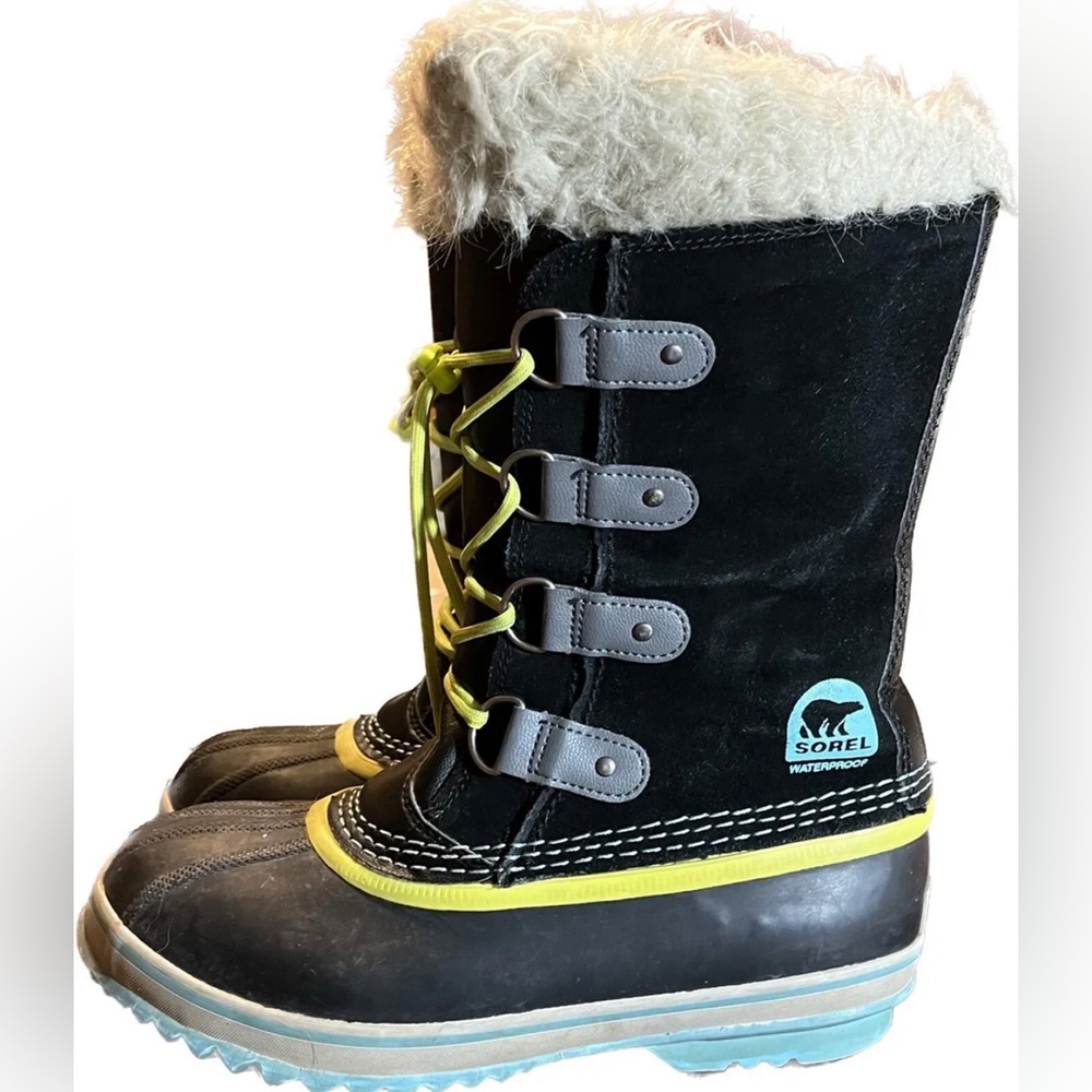 Sorel Joan Of Arctic Waterproof Boot Black Blue Size 7 NY1858-010 Retail $240